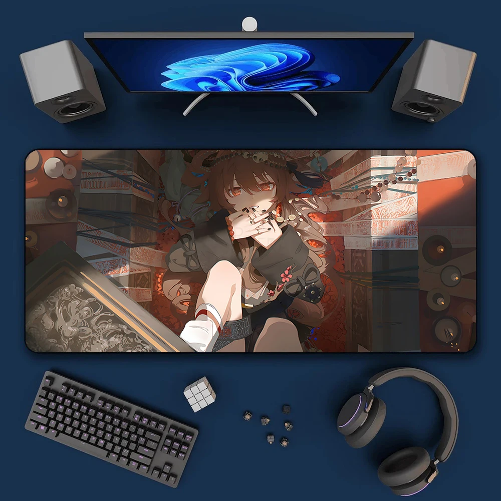Hu Tao Genshin Impact Mousepad HD Printing Computer Gamers Locking Edge Non-slip Mouse Pad XXL90x40cm Keyboard PC Desk Pad