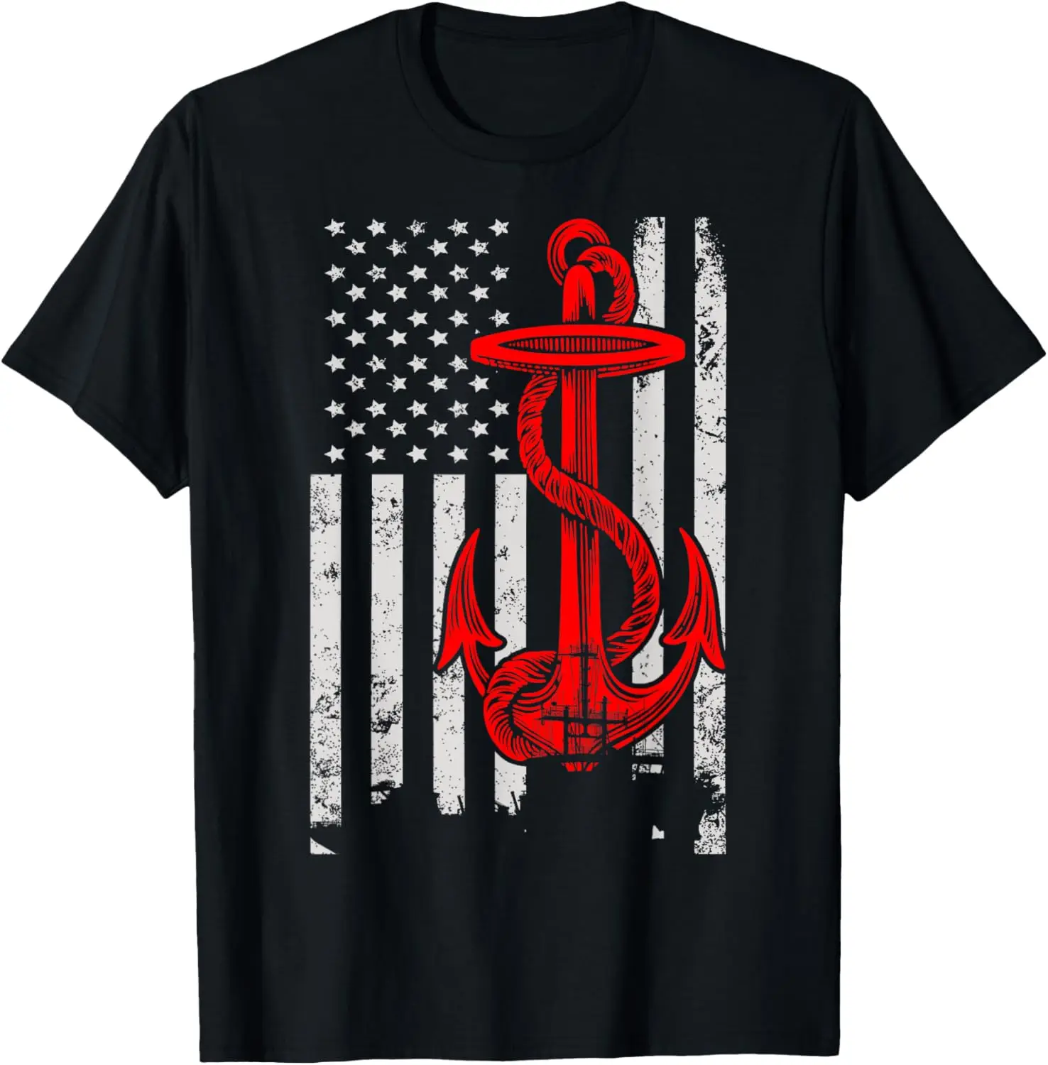 

American Flag Anchor Sailboats Funny Gifts Sailors Sailing T-Shirt