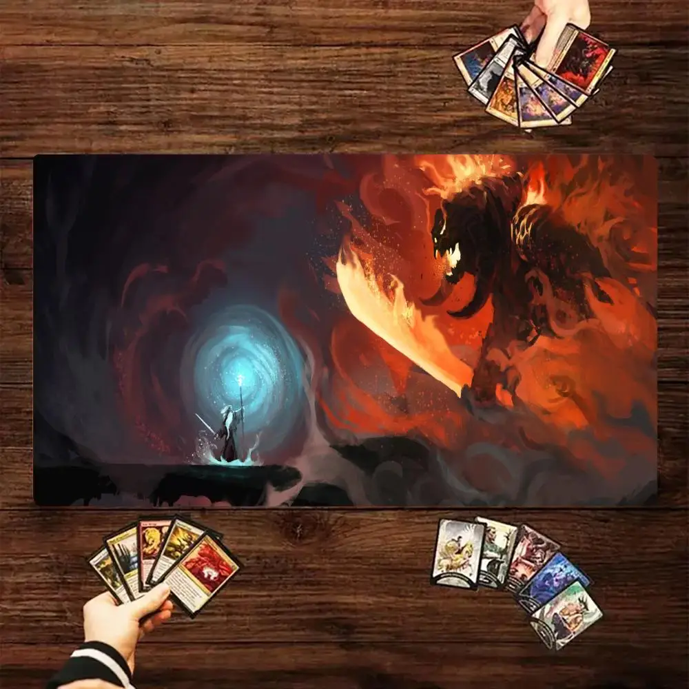 Mage Orb Mouse Pad Card Playmat Stitched with Magic Zones Game Mats Tabletop for MTG/TCG Card Battle Commander Gaming Mat