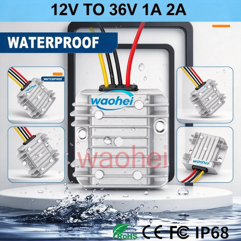 DC to DC 12V to 36V 1A 2AMP 72W Converter Boost Module Waterproof Stabilizer 12v-36v Step Up Power Voltage Regulator Reliable CE