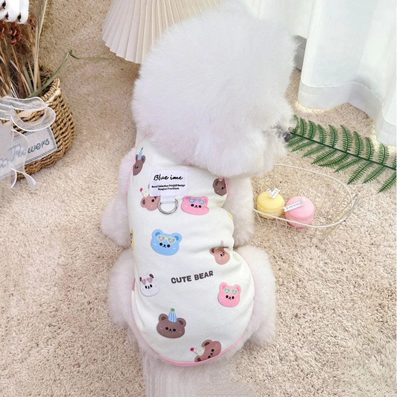 

Korean Wind Pet Vests Summer Dog Cat Clothes Teddy Bear Full Print Pullover Bichon Sleeveless T-shirt Breathable Clothes