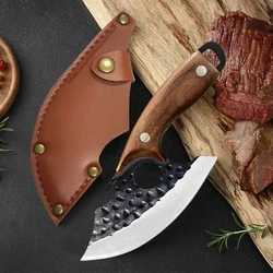 Kitchen Knives 4.9in Forged Boning Knife Stainless Steel Slicing Knife with Sheath For Kitchen Cooking BBQ Cheese Pizza