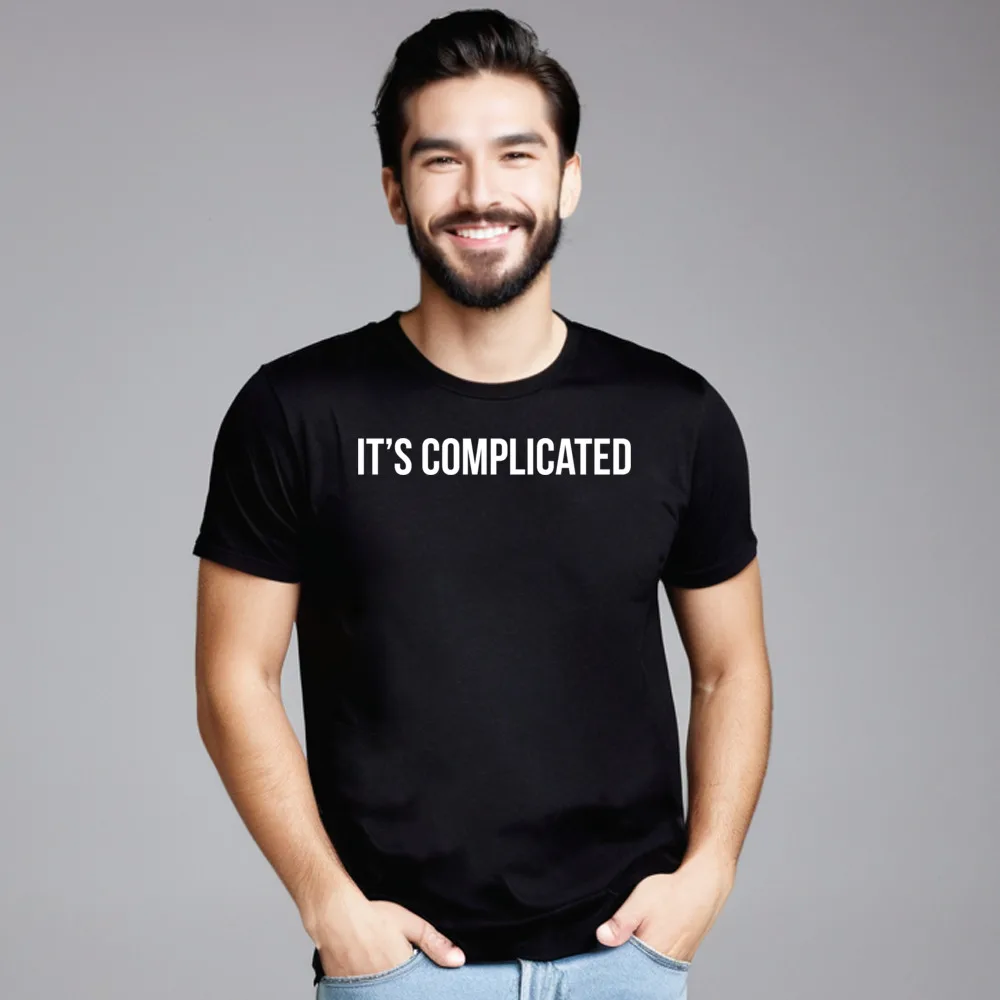 Short Sleeve Tees Round Neck Premium Cotton Adult T Shirts Its Complicated Funny T-Shirt__20383 Hip hop Tee Shirts Newest