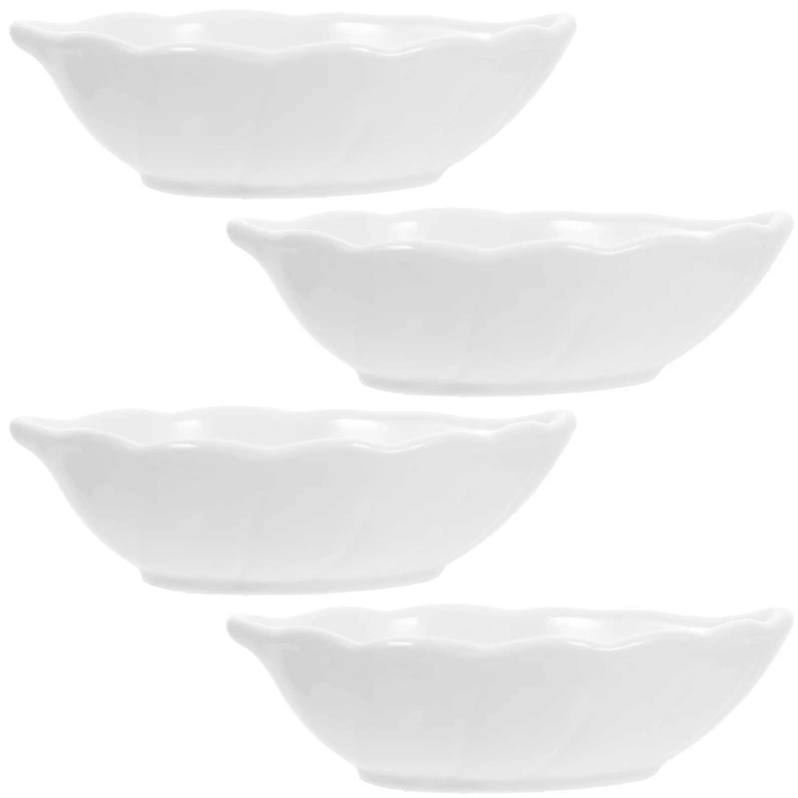 

4Pcs Ceramic Sauce Plate Set Stylish Leaf Pattern Small Serving Bowls for Condiment Dipping Spices Sushi Side Dishes and Snacks