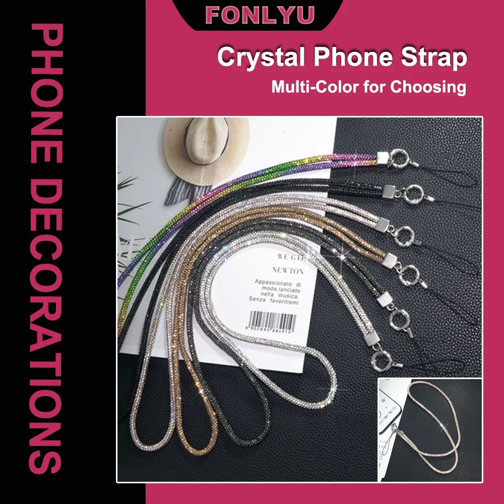 

Luxury rhinestone mobile phone bracelet diamond wrist strap hand strap anti-lost flash diamond fashion mobile phone neck strap