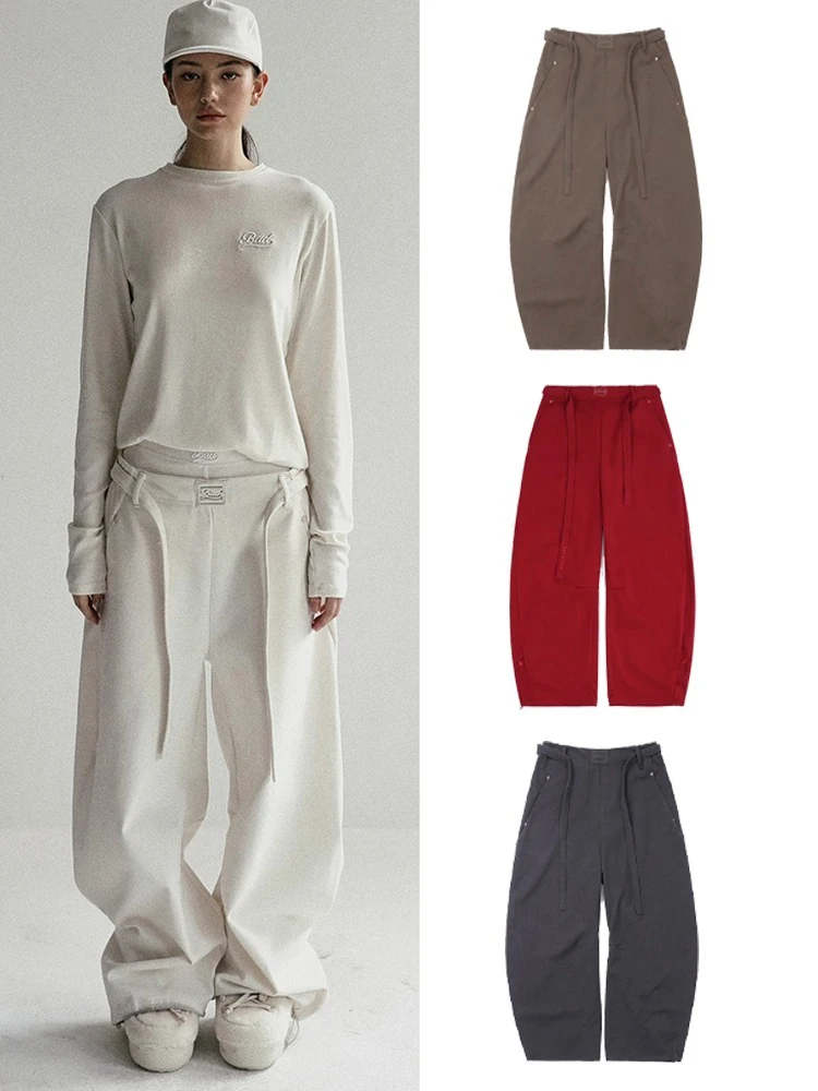 

Американские ретро-брюки с широкими штанинами для танцев, свободные, в уличном стиле, для модниц, асимметричные, на осень, с естественной талией