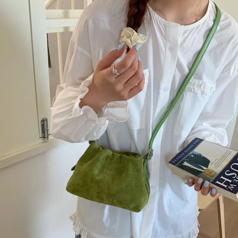 

2025 Korean Suede Bucket Bag - Trendy Crossbody & Handbag with Drawstring, Women's Fashion Shoulder Bag