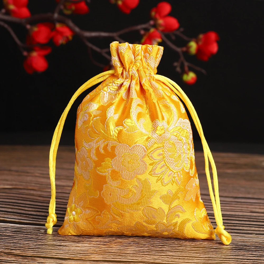 

Candy Tie Drawstring Gift Embroidered Wedding Jewelry Packaging Bag Storage Bag Pouch Satin