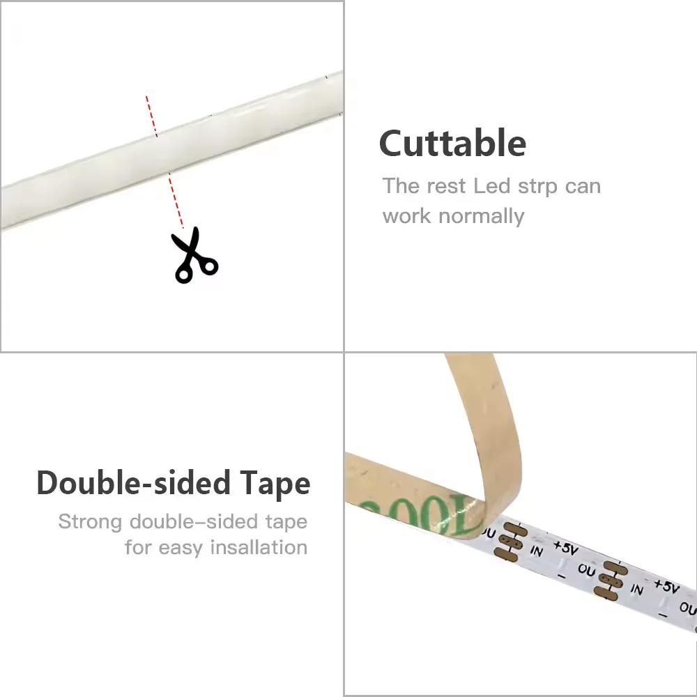 Smart COB LED Strip Light DC 5V Individually Addressable 160LEDs Dream Color 5mm RGB IC Pixel LED Tape Ribbon DIY