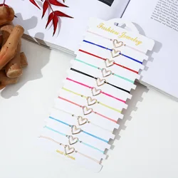 12 Pieces Set Of copper Hollow Out Heart-Shaped Multi-Color Woven Bracelet For Boys and Girls Simple and Personalized Bracelet