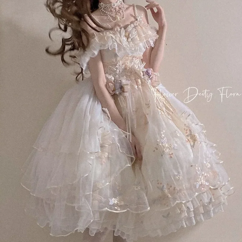 Flower God Flora Lolita Dress elegant embroidered summer Lolita flower wedding dress gorgeous sweet JSK princess party dress