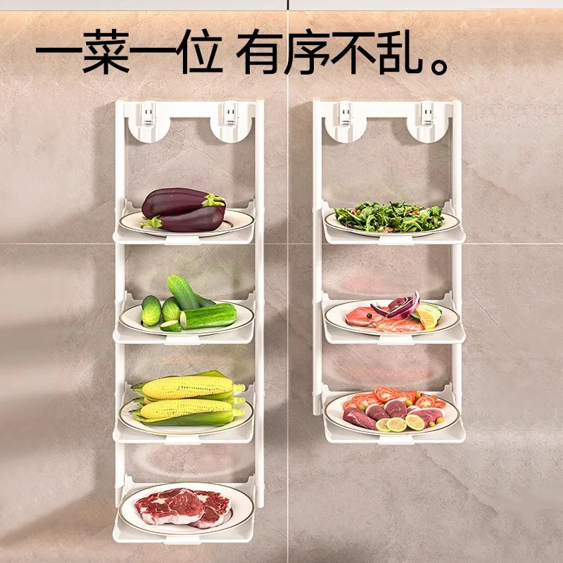 vegetable preparation rack foldable multi-layer with household wall hanging multi-functional storage vegetable preparation rack