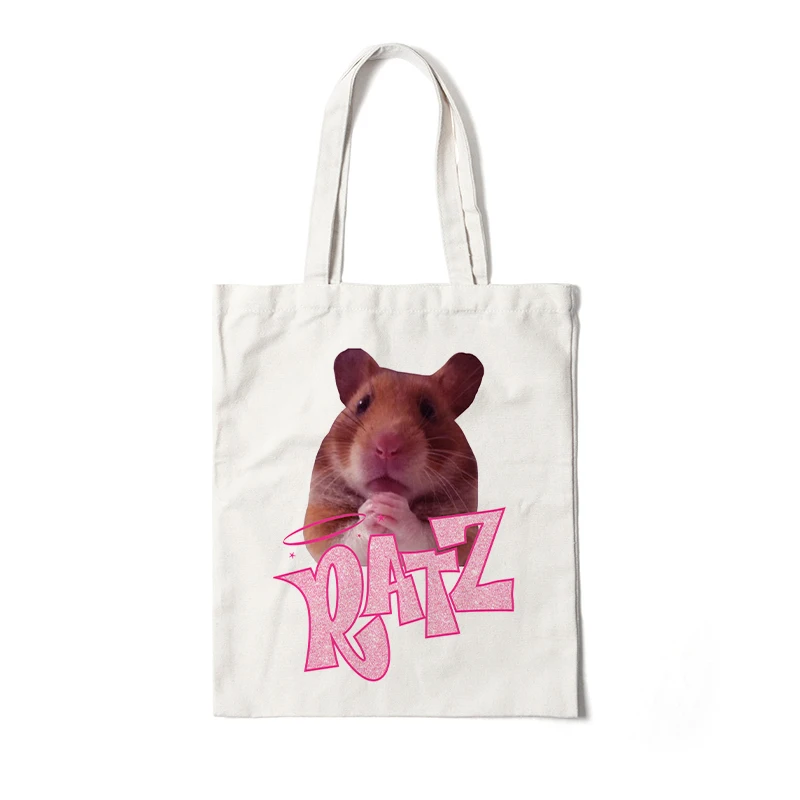 Tote Bag Kawaii Ratz Reusable Grocery Canvas Shopping Bag Harajuku Shopper Bag Women Shoulder Bag Eco Bag Large Cute Tote Bag