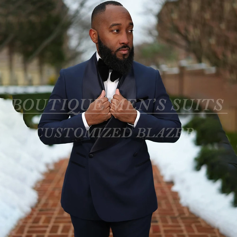 

Роскошные мужские костюмы на заказ с шалью и лацканами на одной пуговице, приталенная куртка, брюки, полный комплект, деловая мужская одежда, костюм