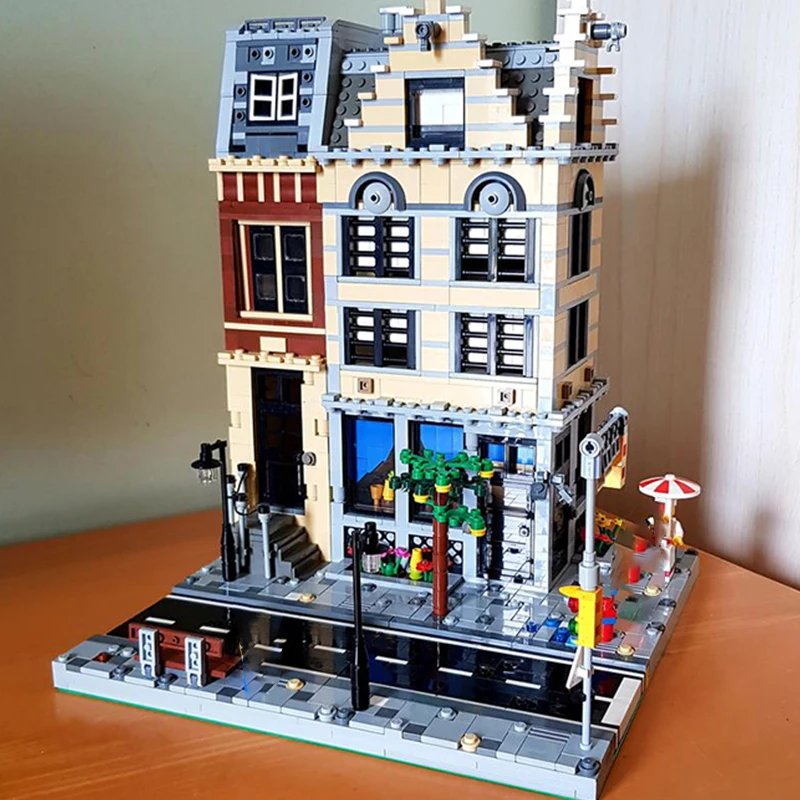 1552 pezzi modulari marrone chiaro angolo MOC urbano marrone chiaro angolo modulo di costruzione istruzione costruzione fai da te blocchi giocattoli di compleanno regalo