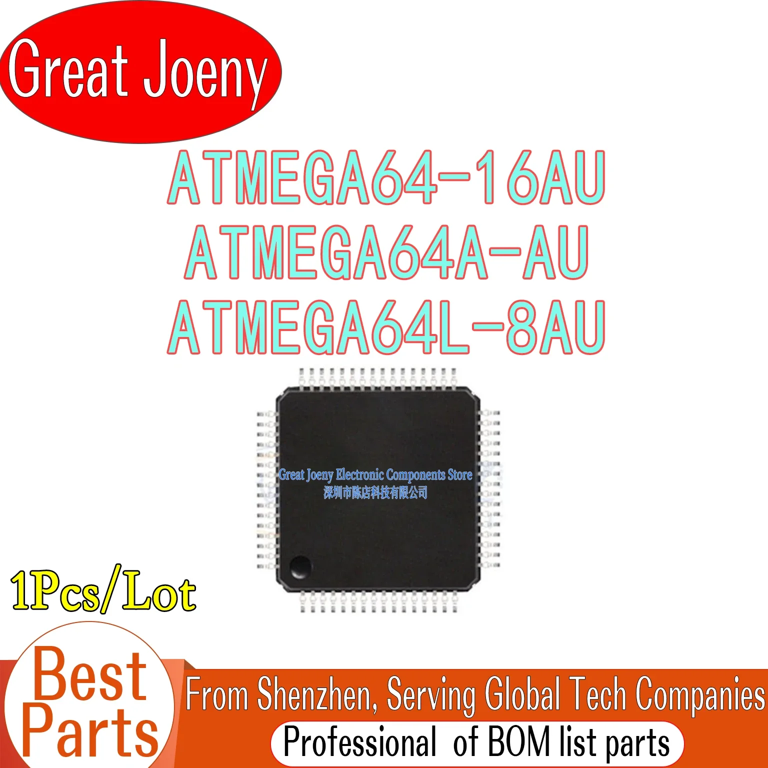 ATMEGA64-16AU ATMEGA64A-AU ATMEGA64L-8AU ATMEGA64 ATMEGA64A ATMEGA64L ATMEGA IC MCU Chipset TQFP-64 Bulk Best Price