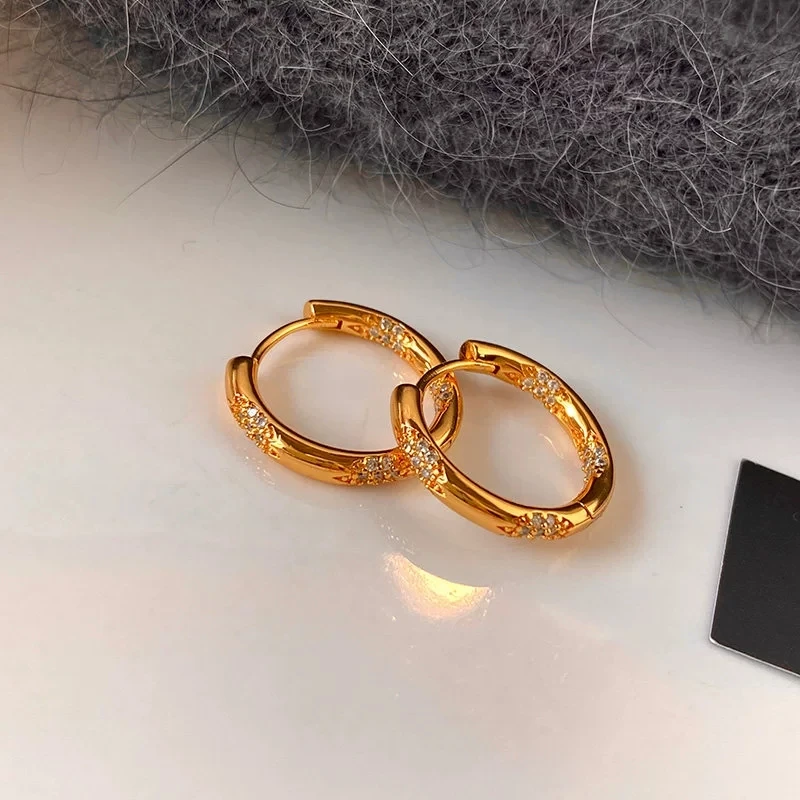 Elegant Zircon Circle Hoop Earrings For Women Lady Fashion New Trendy Jewelry Gift Party Vacation серьги женские