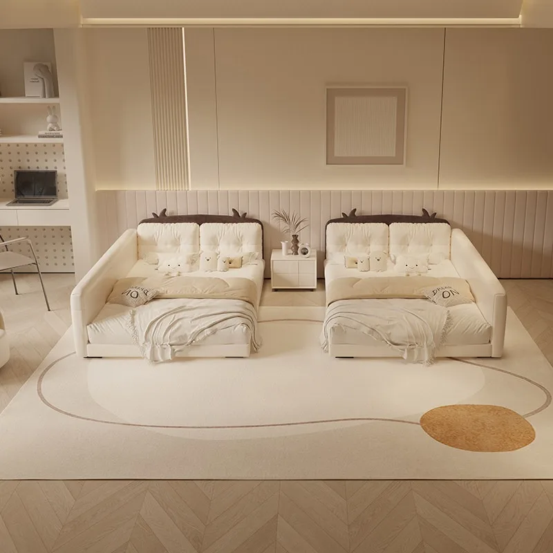

Parent Child Luxury Many People Bedroom Beds Full Size Kids Room Family Children Bed Frames Guardrail 180x200cm Home Furniture
