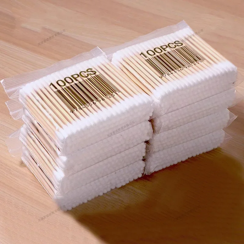 

1-20Packs 100Pcs/Pack Wooden Sticks Baby Cotton Swabs Cleaning of Ears Tampons Health Beauty Cotton Swab Cleaning Cotton Buds