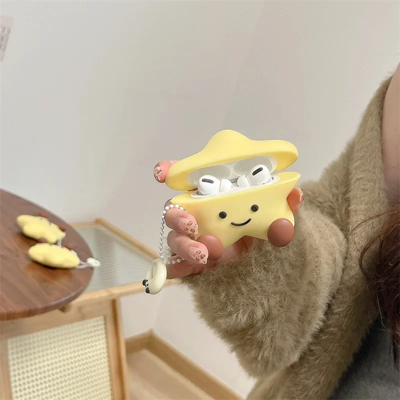 Funda de estrella de dibujos animados para AirPods 4, Airpod 1, 2, 3 Pro, Pro 2, caja de carga para auriculares Bluetooth, funda protectora para auriculares