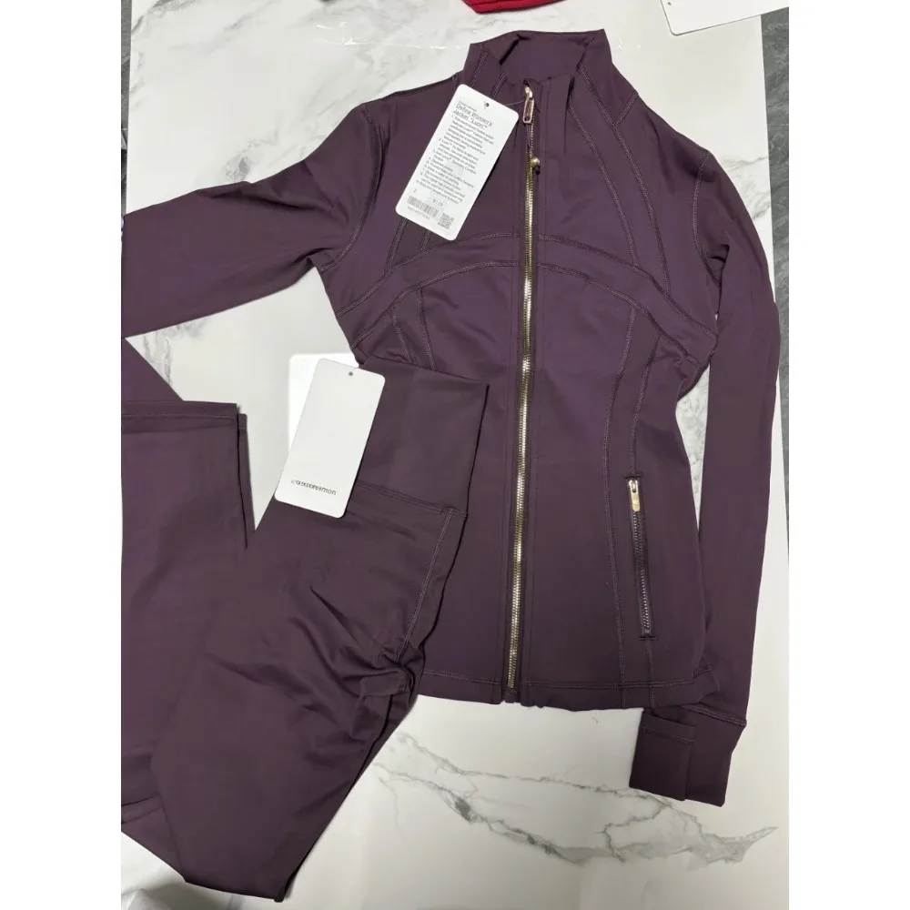 

Лимонный гладкий современный комплект из 2 предметов для тренировок, куртка с воротником-стойкой и леггинсы 7/8, золотая молния, эластичная, впитывающая влагу в 4 направлениях