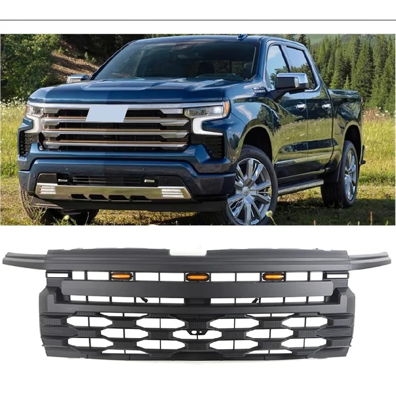 

HW 4X4 Grille with Led Lights Front Bumper Grille Modification Accessories Decoration for Silverado 2023-2024