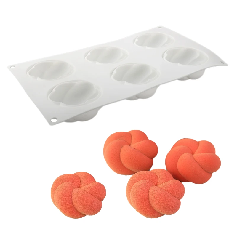 6-Cells Round 5 Petal Twisted Mousse Cake Molds French Mousse Dessert Moulds Food Grade Silicone Molds Kitchen Cake Baking Tools
