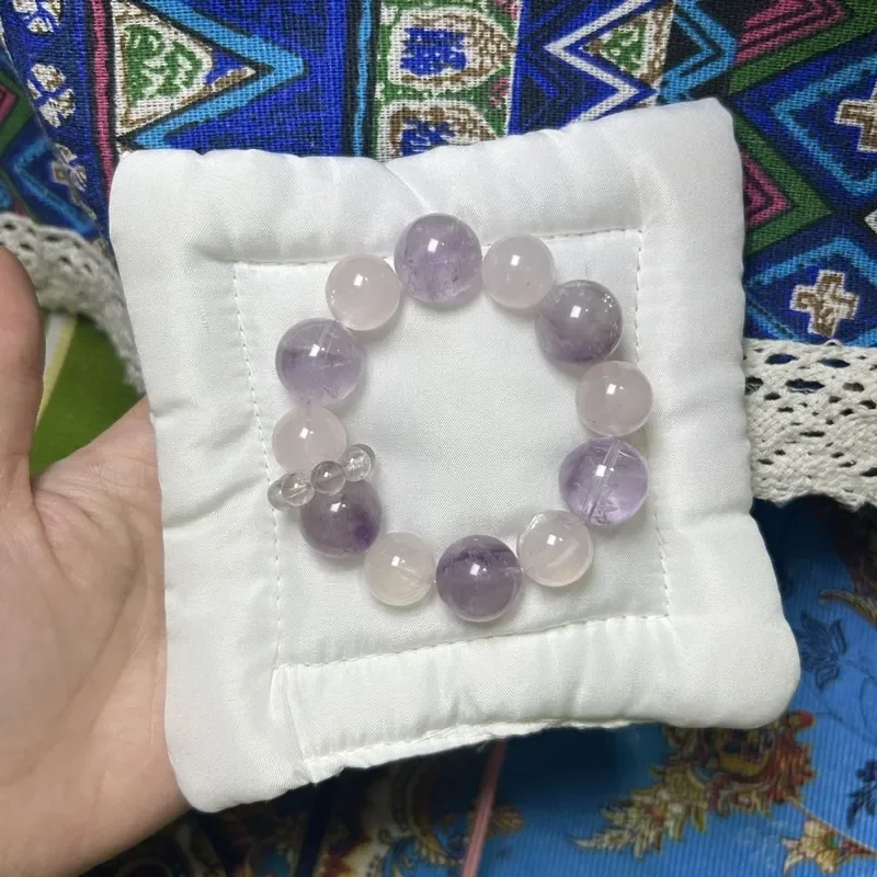 Purple taro bobo 16mm14mm Bolivian purple powder natural crystal bracelet, girl's heart amethyst.