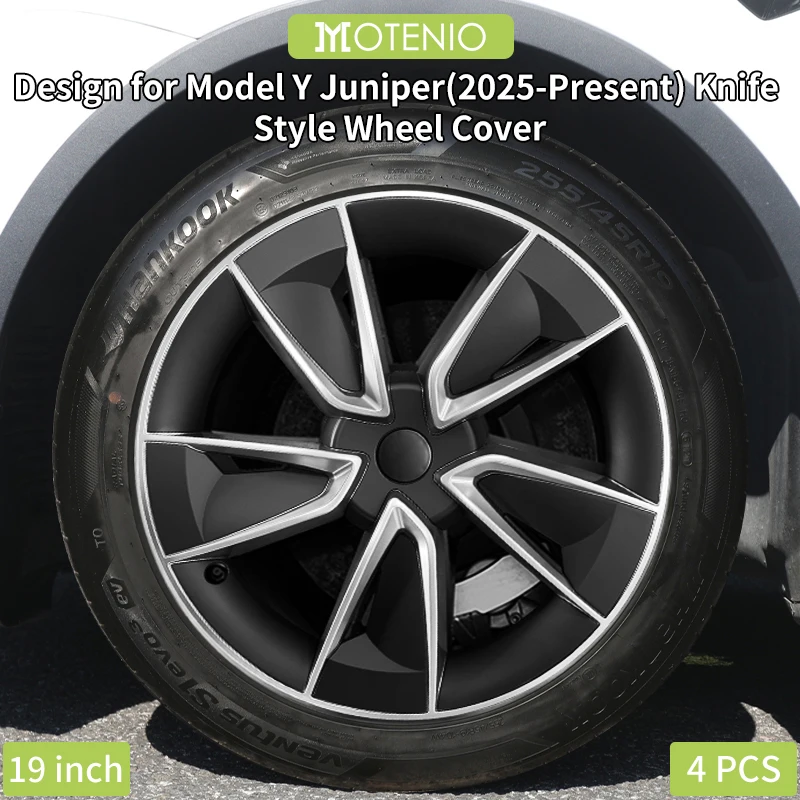 19 Zoll Juniper YB Messerstil 4 Stück Radkappe Vollfelgenabdeckung Nabenkappen-Design für neues Tesla Model Y 2025 Auto-Ersatz-Radkappe