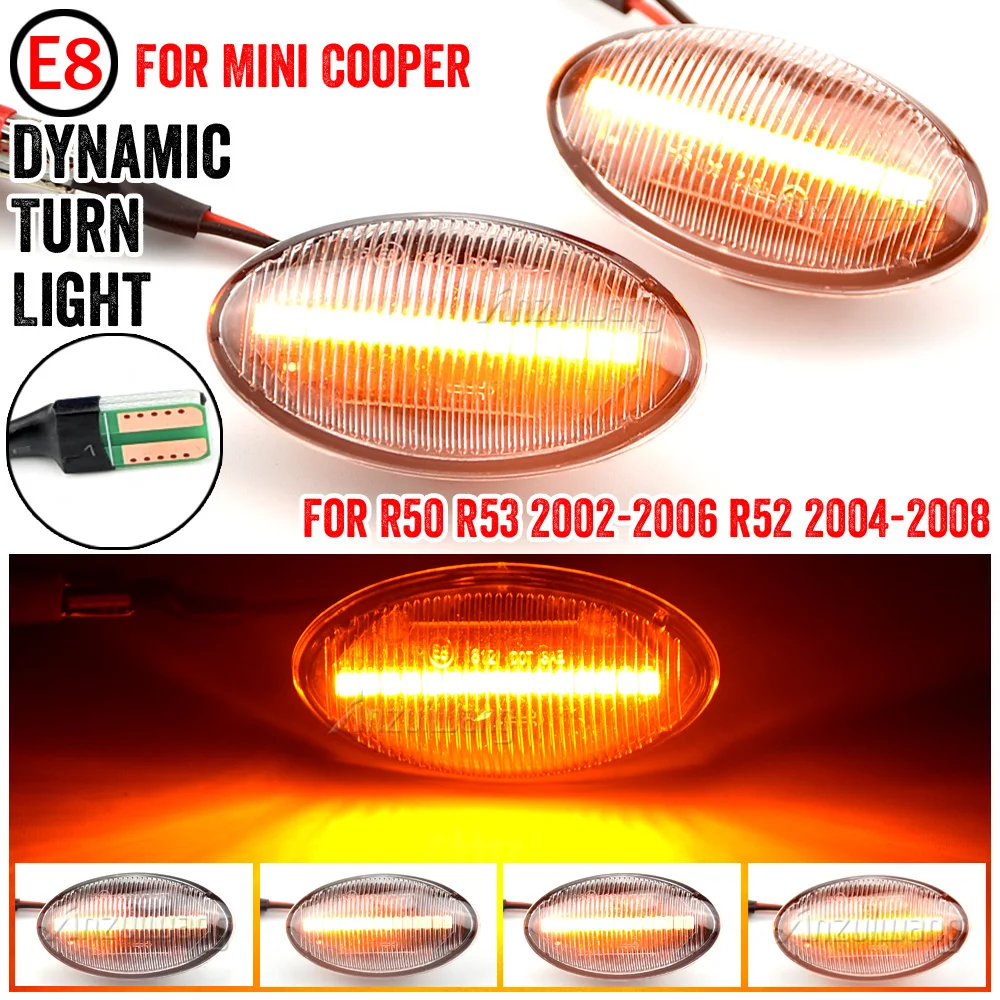 

2x Dynamic LED Side Marker Light For BMW MINI Cooper R50 R52 R53 2002 2003 2004 2005 2006-2008 Side Repeater Blinker Lamp