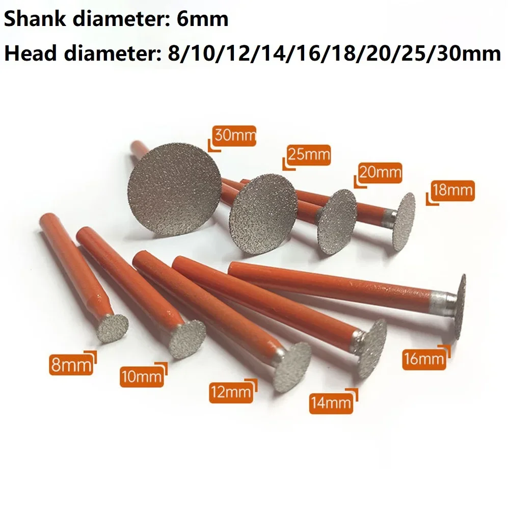 다이아몬드 그라인딩 버 니들 포인트 조각 연마 유리, 옥 스톤 드릴 비트, 회전 도구 세트, 6mm 생크