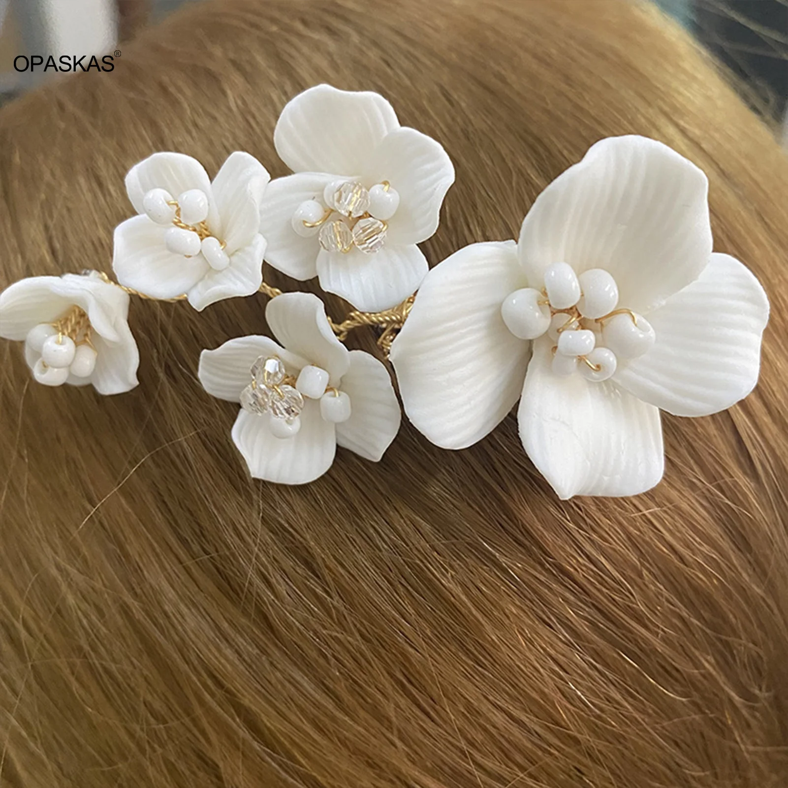 Bride Flowers Hair Side Comb Clips Handmade Pearl Hairpin Barrette Simple Girls Tiaras Bridal Wedding Hair Accessories Jewelry