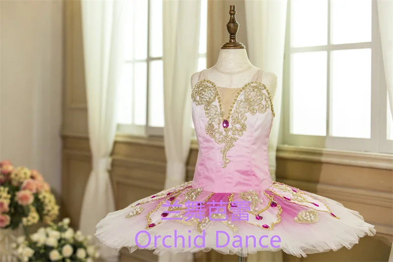 고급 패턴 고품질 전문 맞춤형 성인 소녀 핑크 버드 발레 튜튜 의상