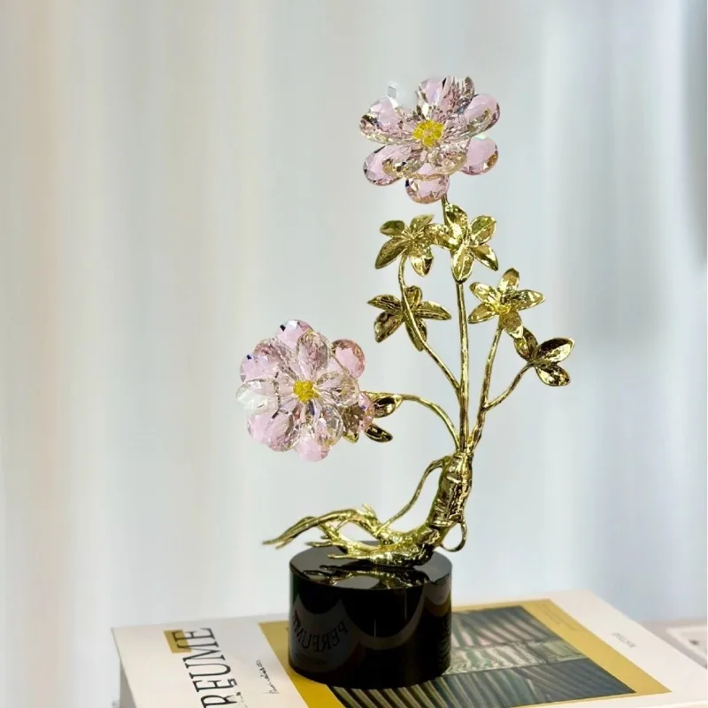 Wine cabinet decorations, crystal ornaments, flowers, modern light luxury housewarming gifts, soft decoration crafts