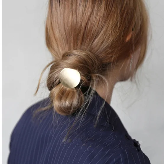 Premium Brushed Metal Round Hair Elastic Bands Minimalist Cool Tone for Ponytail Strong Hold Non Slip Durable