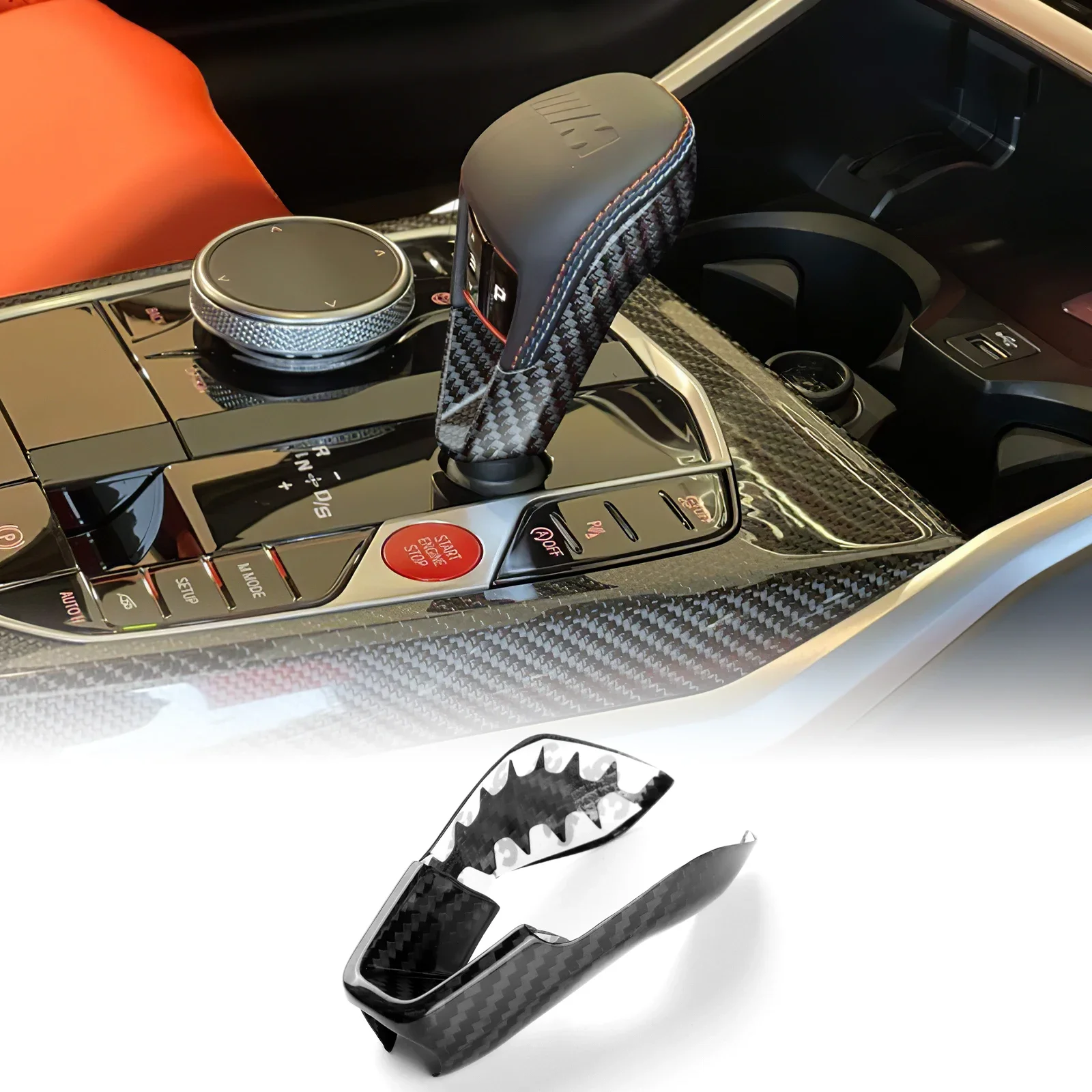 

Hard Dry Carbon Fiber For BMW M2 G87 M3 G80 M4 G82 G83 X3M F97 X45 F98 F95 2021-2025 Gear Shift Knob Cover Car Retrofitting