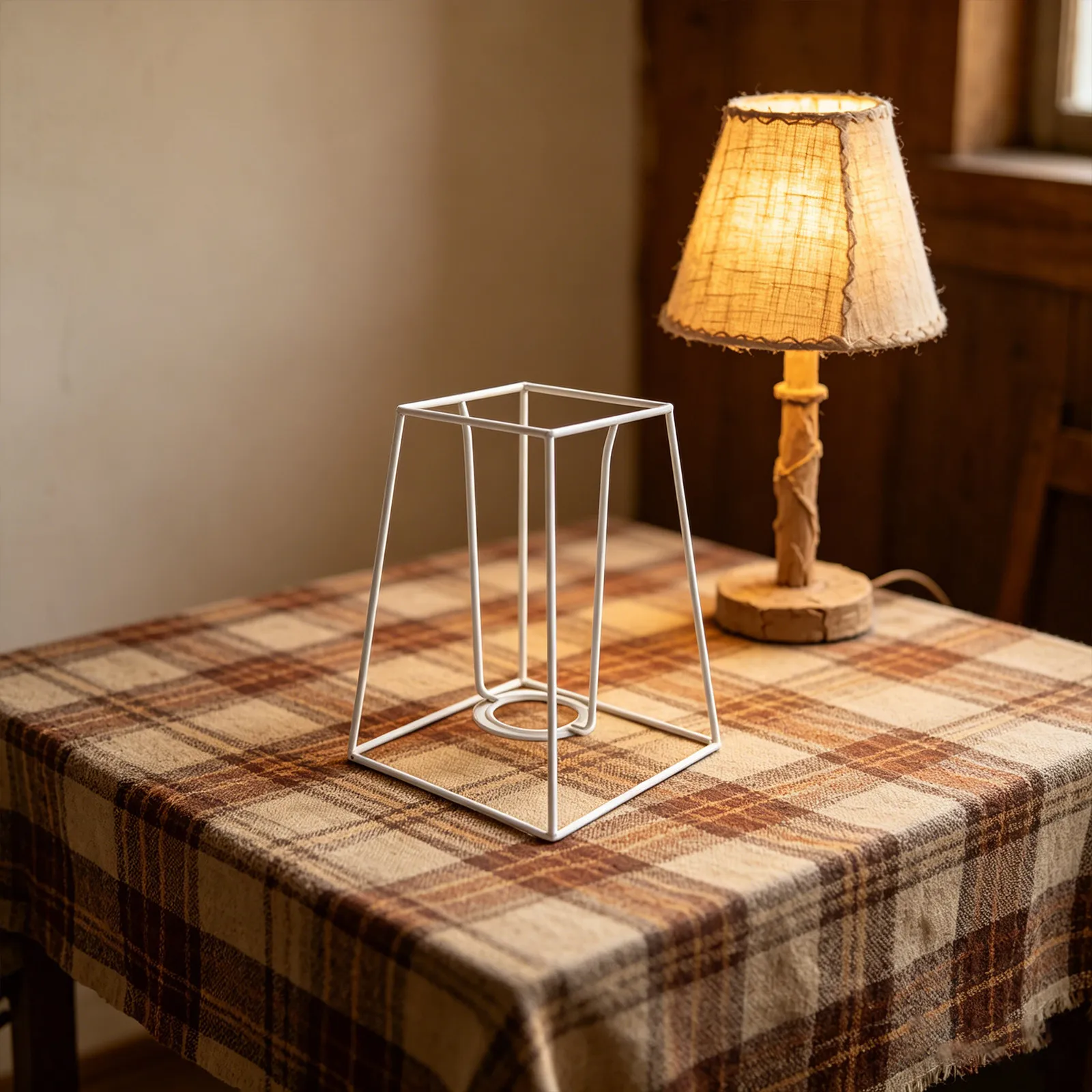 Iron Lampshade Frame E27 Light Bulb Cage Ceiling Pendant Table Lamp Shade Holder DIY Lamp Frame Kit Metal Wire Lampshade