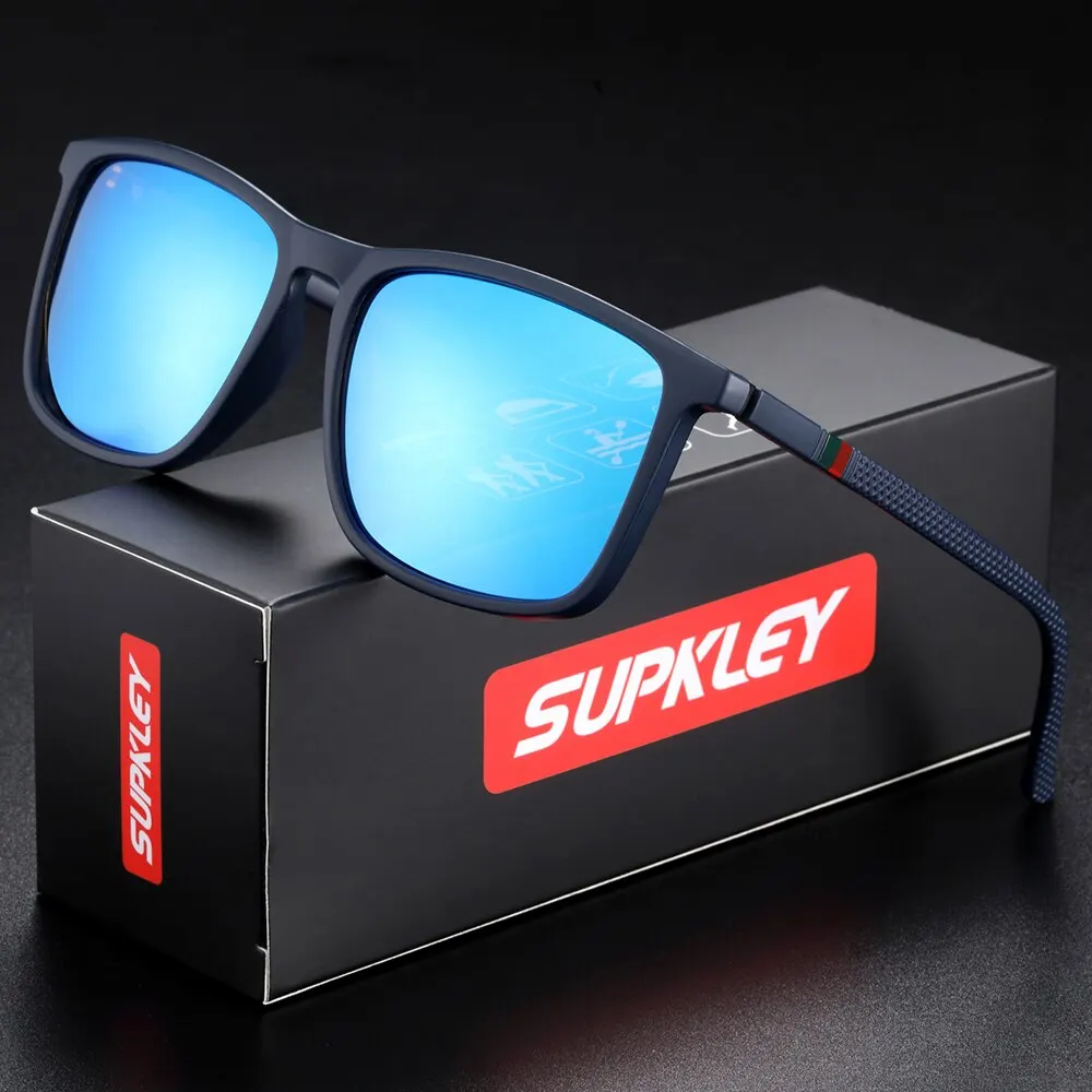 SUPKLEY Sport Zonnebril voor Mannen Gepolariseerde Comfortabele Draag Vierkante Zonnebril Mannelijke Lichtgewicht Brillen Accessoire met Origina