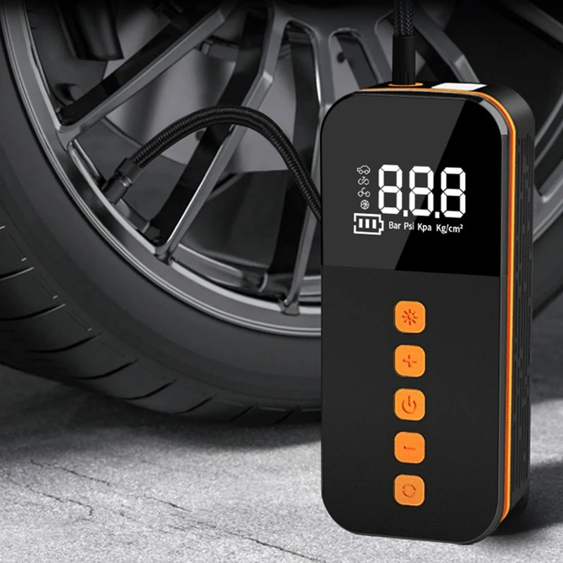 ABGR-مضخة إطارات السيارة الذكية-المحمولة شاشة ديجيتال الإضاءة مضخة إطارات السيارة للمركبات والدراجات النارية والدراجات