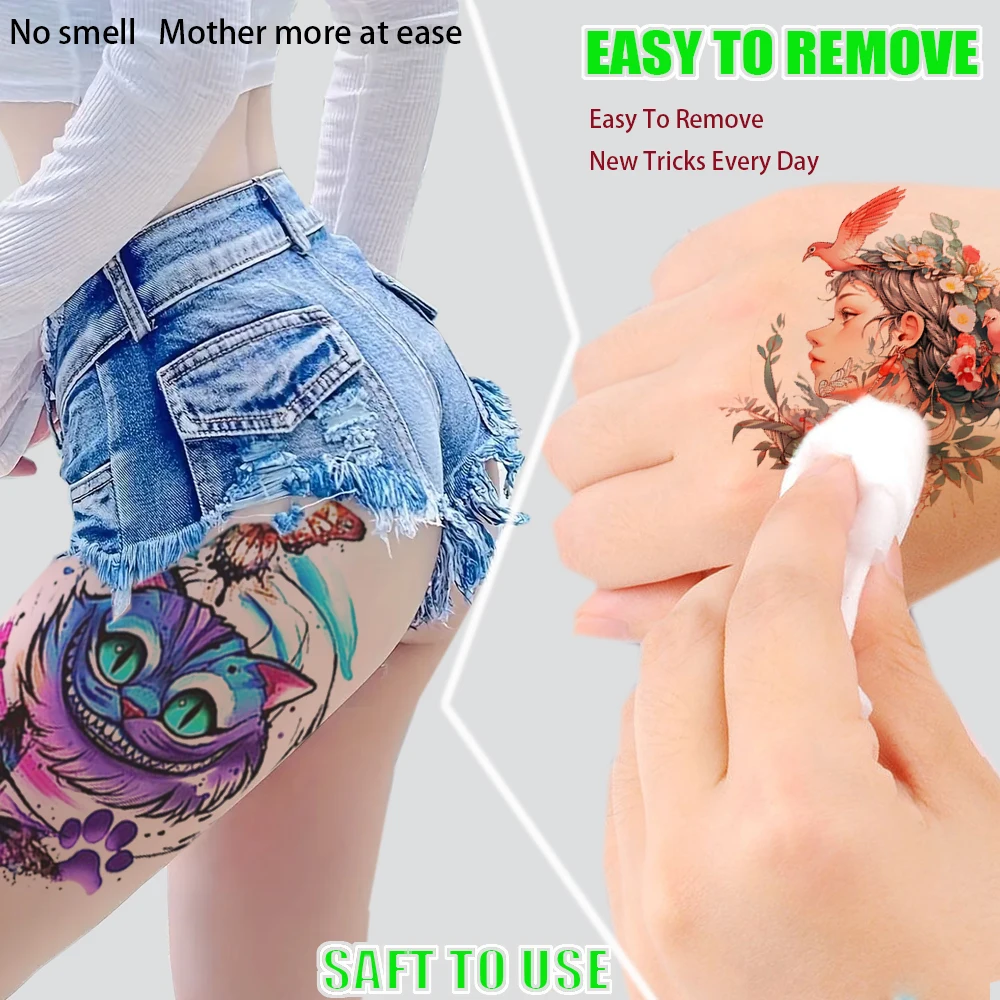 Etiqueta engomada impermeable para tatuajes temporales, calcomanía de papel impermeable, personalizable, venta al por mayor, promoción de lanzamiento de nuevo producto