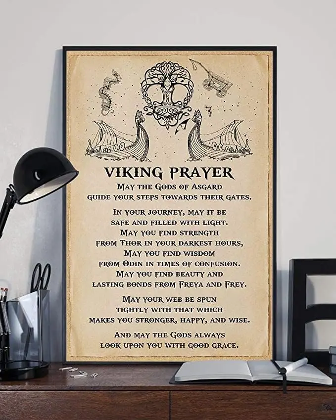 Retro Aluminium Metal Tin Sign Viking Prayer Signs Home Decor Wall Art Plaque Warning 12×8 Inch Decorative Sign-aluminu