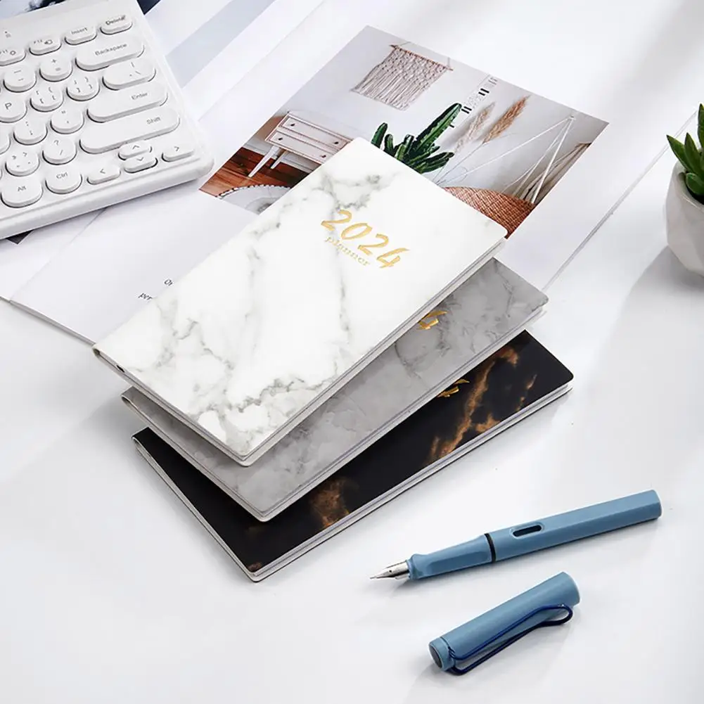 مخطط باللغة الإنجليزية بغلاف مقوى من الجلد الصناعي ، مخطط جيب ، علامة مرجعية على الشريط ، ورق سميك ، أسبوعي للطلاب ،! ، A6