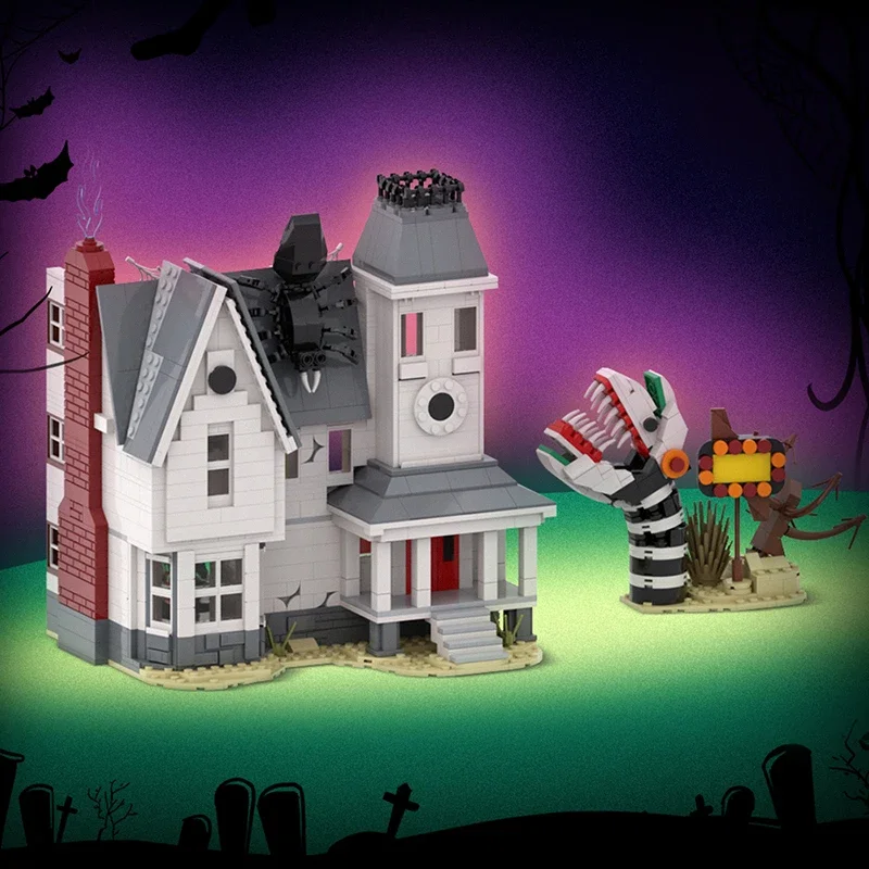 

Строительные блоки MOC Bizarre Maitlands Manor — модель дома с привидениями, кирпичи с эксцентрической архитектурой для взрослых, темный фэнтезийный подарок