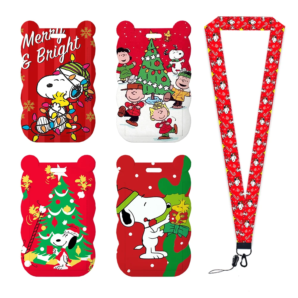 

Christmas Snoopy Cartoon Lanyards Cute Badge Holder ID Credit Card Hang Rope Badge Reel with Clip Retractable Accessories