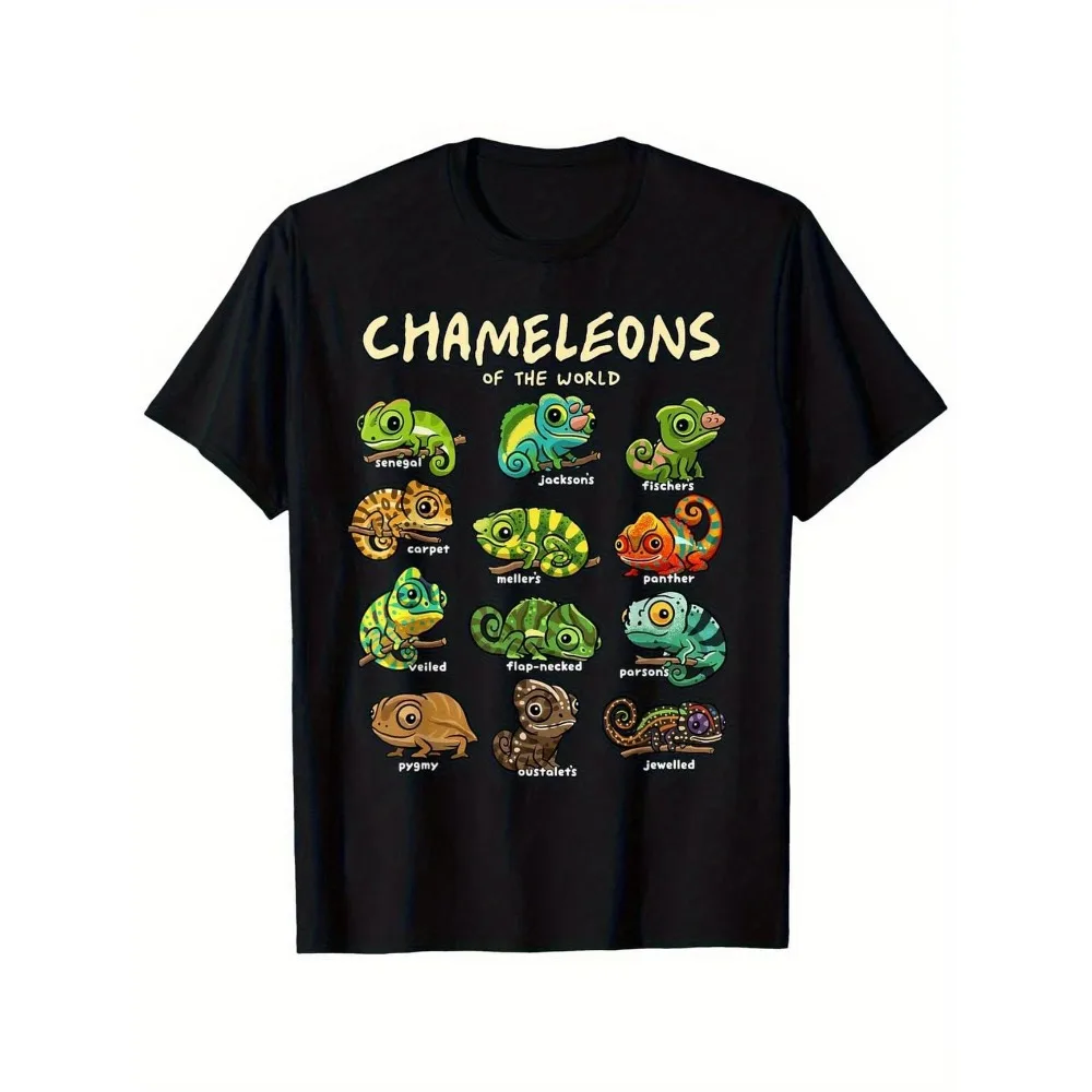 Spider Chameleon Dinosaur Series Print Summer Boys Girls Clothes Cotton Casual Childrens T-shirt Fashion Kid Short Sleeved Shirt