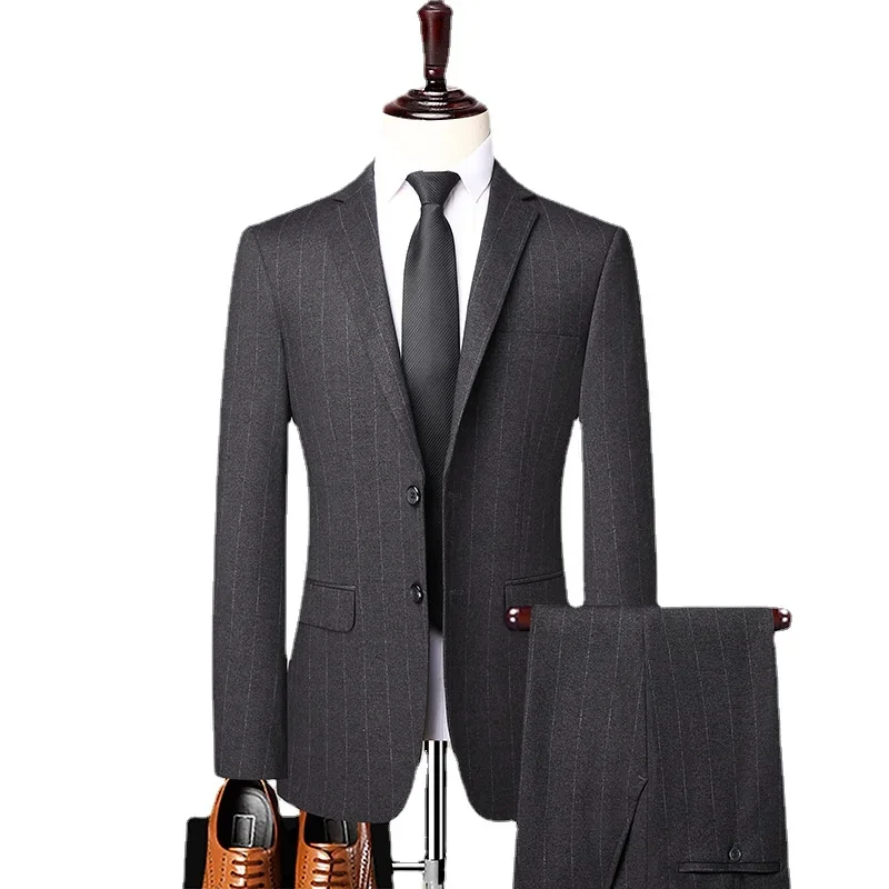 Men's elegant and casual high-end minimalist business wedding two-piece set wedding party dress