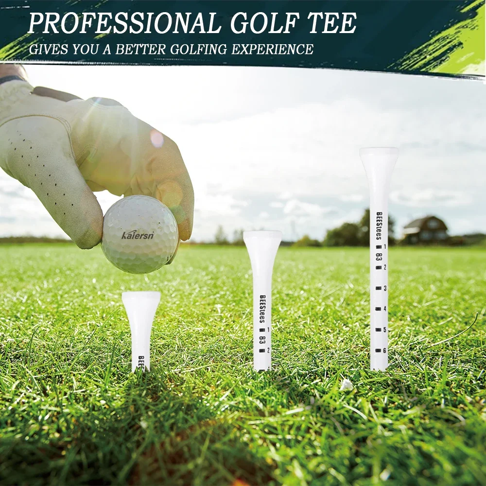50pcs Premium Wooden Golf Tees with Height Markers - Non-slip Design for Perfect Ball Position Durable Golf Accessories