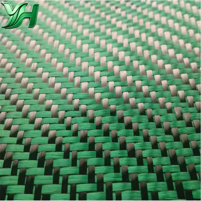 3K 210g Green Black Twill Carbon Fiber Fabric – Engine Cover Trim Sheet for Hood Insulation Pad Heat Shield Decorative Wrap