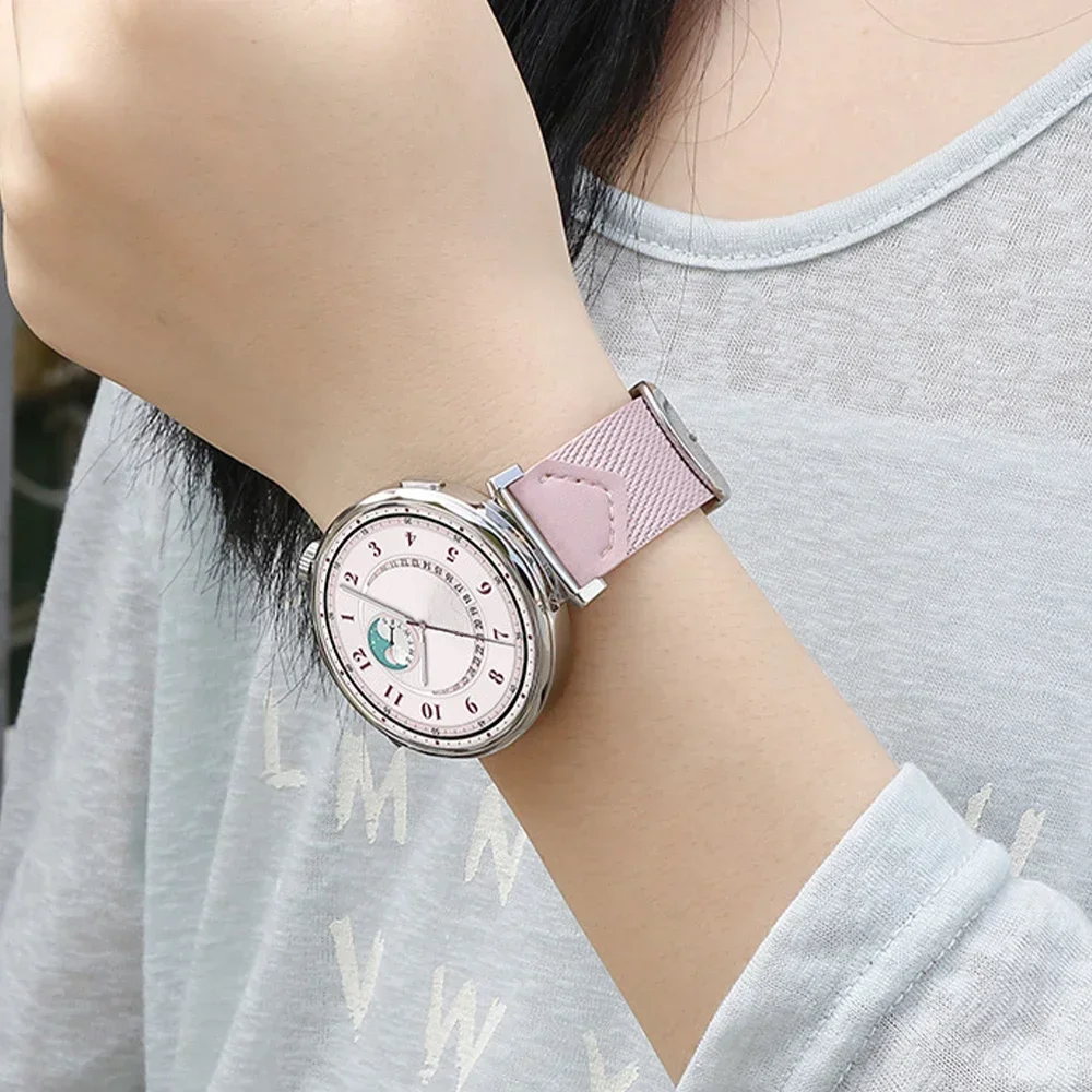 Women Leather Strap for Huawei Watch GT5 GT4 41mm Smart Watch 18mm Bracelet for Huawei GT5 Pro 42mm Garmin Venu 3S 2S Slim Band