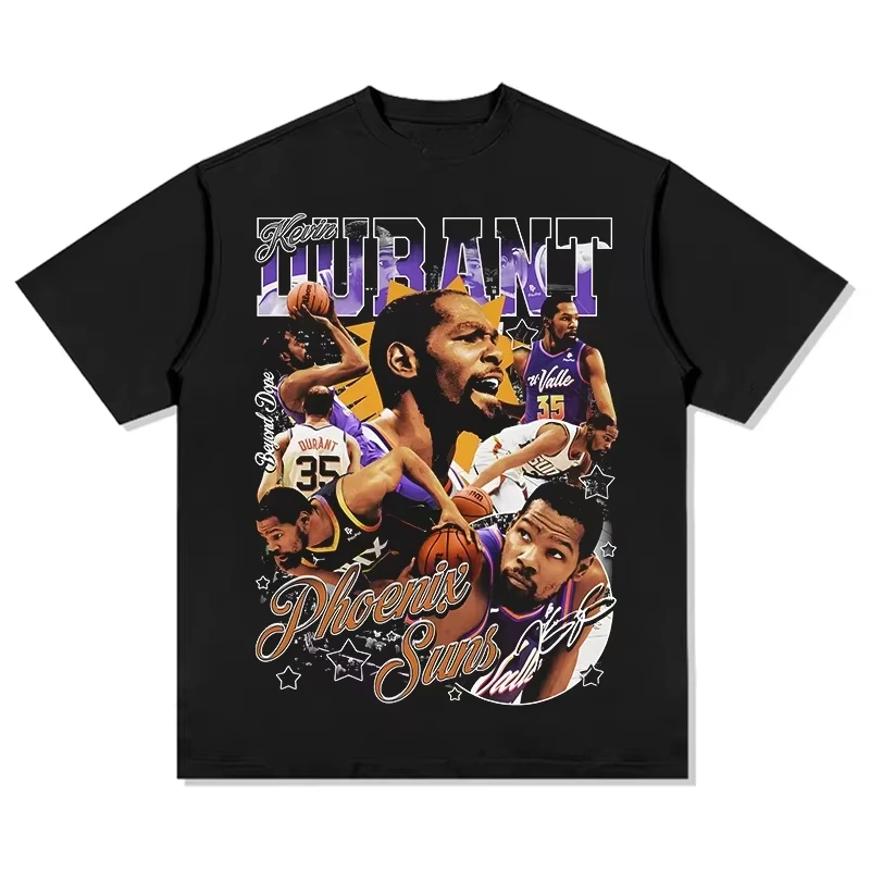Kevin Durant Print T-shirt Vintage Short Sleeves Sports Basketball Fans Training Tees All-purpose T-shirt for Women and Men